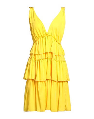5RUE Short dress Yellow 97% Polyester, 3% Lyocell