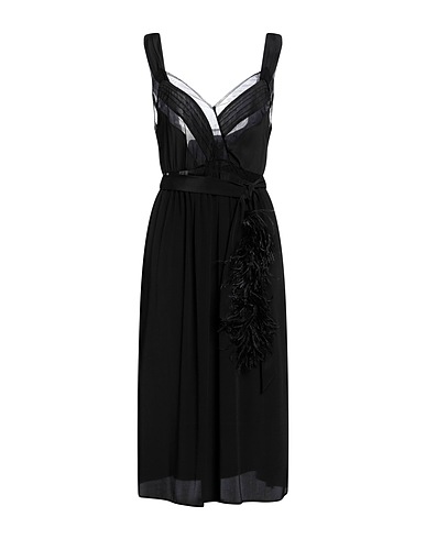 SIMONE ROCHA Midi dress Black 73% Acetate, 27% Silk, Polyamide, Ostrich feathers