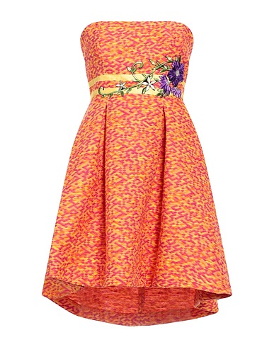 HANITA Short dress Orange 89% Cotton, 11% Nylon, Polyester