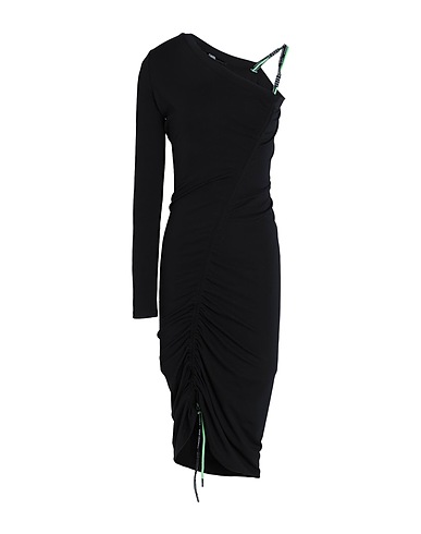 KARL LAGERFELD Midi dress CORD DETAIL JERSEY DRESS
 Black 75% Viscose, 21% Polyester, 4% Elastane