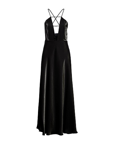 SOLOTRE Long dress Black 68% Viscose, 32% Polyester