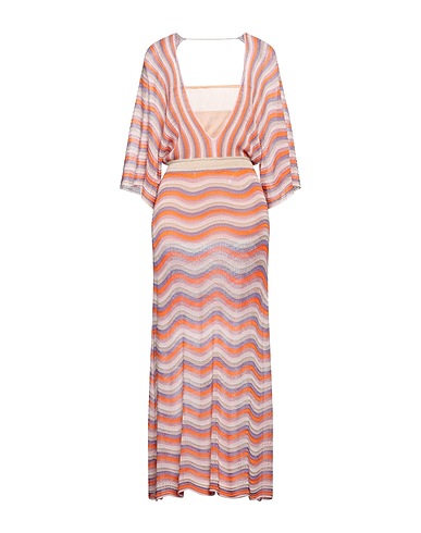 SIMONA CORSELLINI Long dress Orange 85% Viscose, 10% Metallic fiber, 5% Nylon