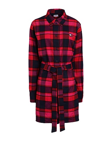 TOMMY JEANS Shirt dress Red 50% Recycled polyester, 48% Polyester, 2% Elastane