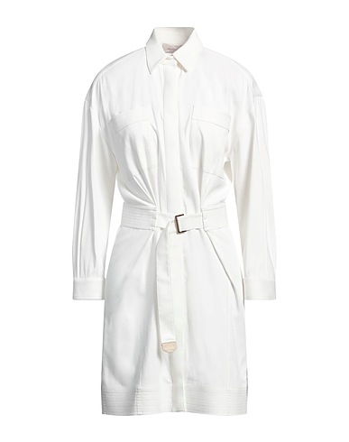 AGNONA Shirt dress White 60% Cotton, 37% Viscose, 3% Elastane, Lambskin