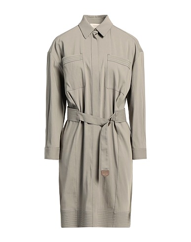 AGNONA Robe chemise Gris 60% Coton, 37% Viscose, 3% Élasthanne, Cuir d'agneau
