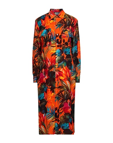 RALPH LAUREN COLLECTION Midi dress Orange 58% Viscose, 42% Linen