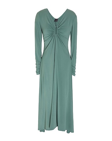 8 by YOOX Midi dress V-NECK RUCHED MIDI DRESS
 Sage green 95% Recycled polyester, 5% Elastane