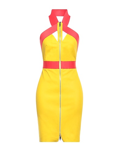 JITROIS Sheath dress Mustard 100% Lambskin, Cotton, Elastane