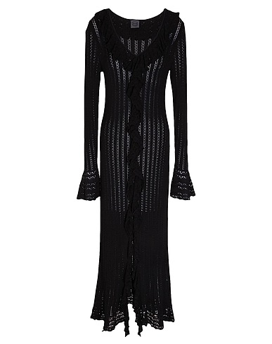 8 by YOOX Long dress VISCOSE BLEND POINTELLE MAXI DRESS
 Black 72% Viscose, 28% Recycled polyester