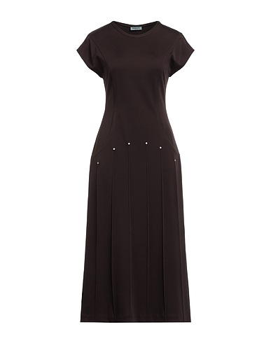 DURAZZI Midi dress Dark brown 70% Viscose, 25% Polyamide, 5% Elastane