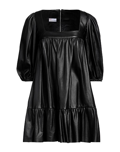 REDValentino Short dress Black Lambskin, Cotton