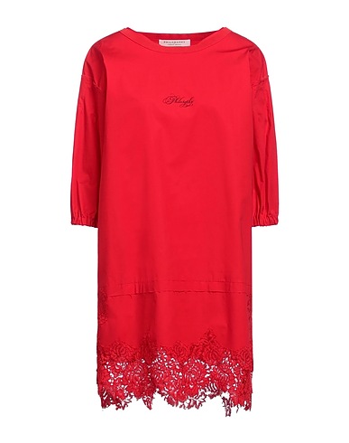 PHILOSOPHY di LORENZO SERAFINI Kurzes Kleid Rot 97% Baumwolle, 3% Andere Fasern, Polyamid, Viskose