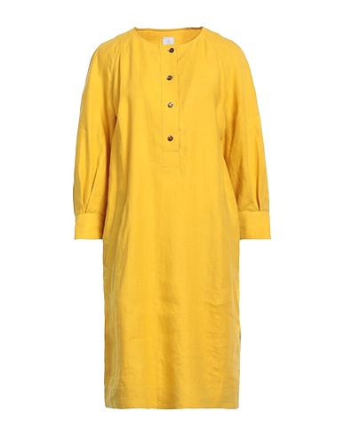 ELEVENTY Midi dress Yellow 100% Linen
