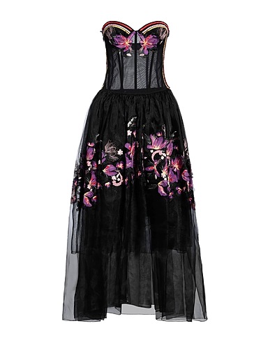 ERMANNO SCERVINO Midi dress Black 100% Polyester, Viscose, Cotton, Silk