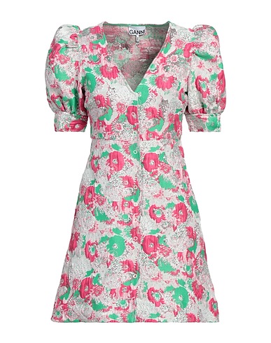GANNI Short dress Fuchsia 71% Recycled polyester, 17% Metallic fiber, 7% Polyamide, 5% Polyester