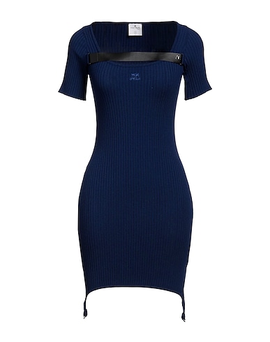 COURRÈGES Sheath dress Navy 70% Viscose, 30% Polyester, Cotton, Polyurethane