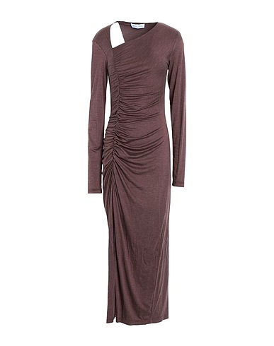WEILI ZHENG Long dress Chocolate brown 95% Viscose, 5% Elastane