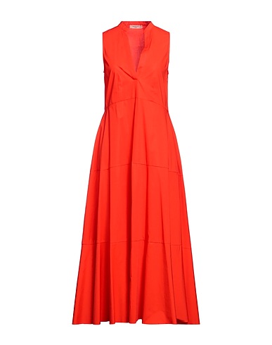 TWINSET Long dress Red 94% Cotton, 6% Elastane