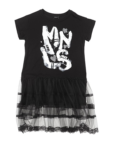 MONNALISA Vestito Nero 100% Cotone, Poliammide