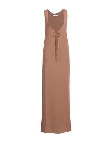 LIVIANA CONTI Long dress Bronze 72% Viscose, 28% Polyester, Polyamide, Metal