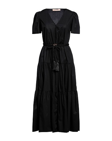 TWINSET Long dress Black 96% Cotton, 4% Elastane, Polypropylene, Polyester