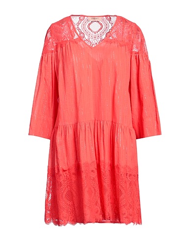 TWINSET Short dress Coral 100% Cotton, Polyester, Polyamide