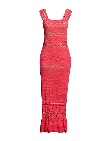 TWINSET Midi dress Coral 65% Viscose, 35% Polyamide, Cotton