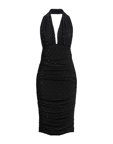 FOREVER UNIQUE Midi dress NERO 95% Polyester, 5% Elastane