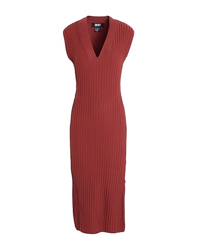 DKNY Midi dress Brick 75% Viscose, 25% Nylon