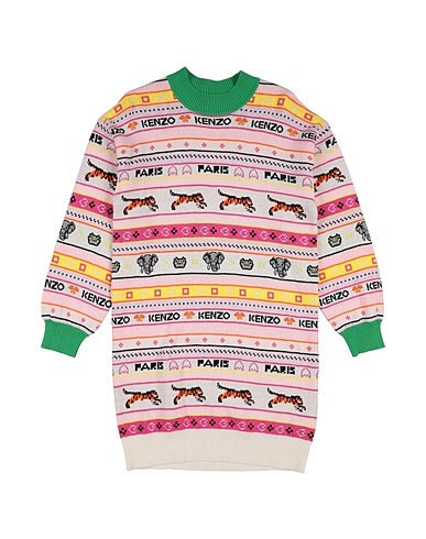 KENZO KIDS Vestito Rosa 79% Cotone, 10% Viscosa, 7% Poliammide, 4% Lana