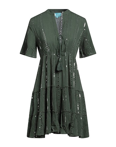 ICONIQUE Short dress Dark green 100% Viscose