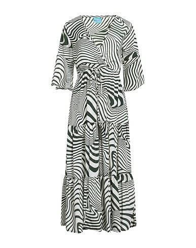 ICONIQUE Midi dress Dark green 100% Polysilk