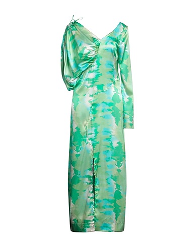 GANNI Long dress Light green 92% Organic silk, 8% Elastane