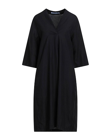 EUROPEAN CULTURE Midi dress Black 69% Lyocell, 31% Linen