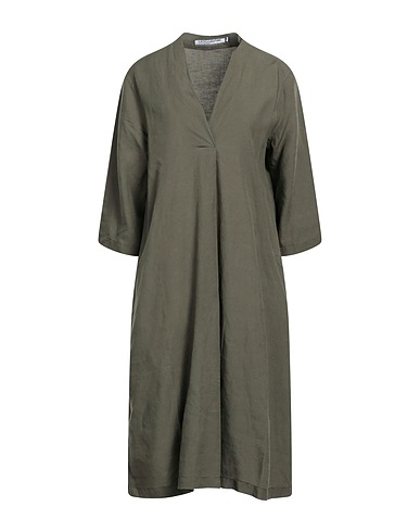 EUROPEAN CULTURE Midi dress Military green 69% Lyocell, 31% Linen