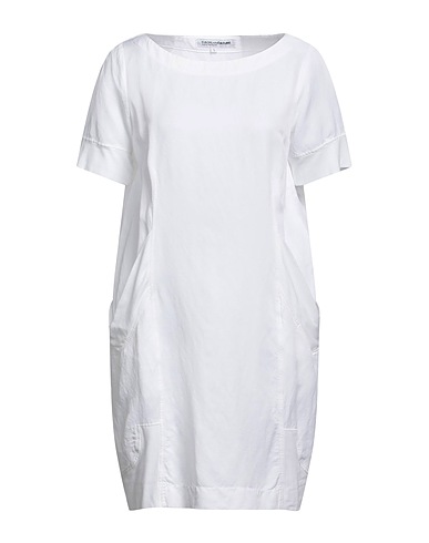 EUROPEAN CULTURE Short dress White 32% Rayon, 27% Viscose, 23% Cotton, 17% Linen, 1% Elastane