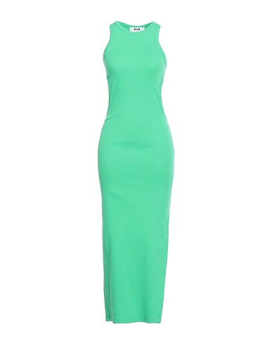 MSGM Long dress Green 95% Cotton, 5% Elastane