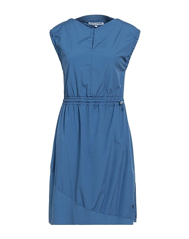 EUROPEAN CULTURE Short dress Slate blue 98% Cotton, 2% Elastane