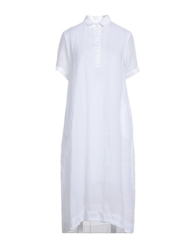 EUROPEAN CULTURE Midi dress White 58% Ramie, 41% Cotton, 1% Viscose