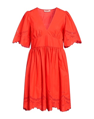 TWINSET Short dress Orange 100% Cotton, Polyester