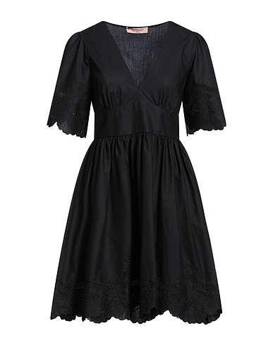 TWINSET Short dress Black 100% Cotton, Polyester