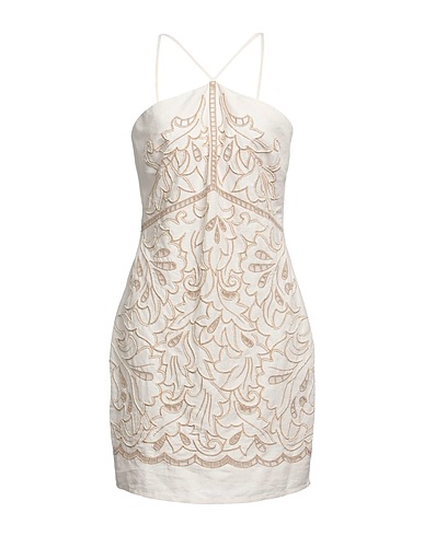 TWINSET Short dress Ivory 55% Linen, 45% Cotton, Polyester