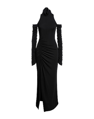 DONDUP Long dress Black 95% Polyester, 5% Elastane