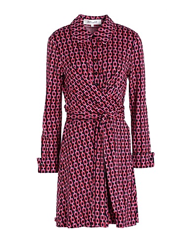 DIANE VON FURSTENBERG Shirt dress Black 87% Viscose, 10% Nylon, 3% Elastane