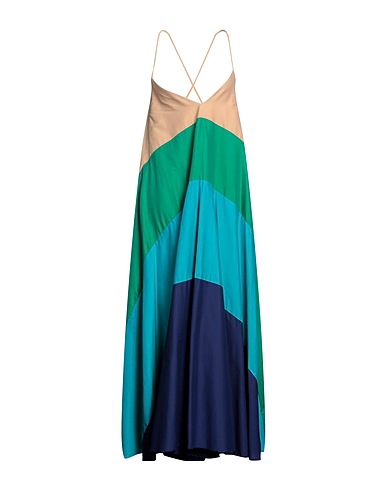SEMICOUTURE Long dress Beige 79% Cotton, 18% Polyamide, 3% Elastane