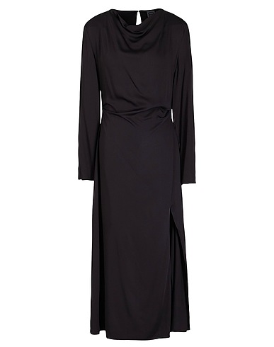 8 by YOOX Vestito elegante L/SLEEVE FRONT SPLIT MIDI DRESS
 Nero 100% Viscosa