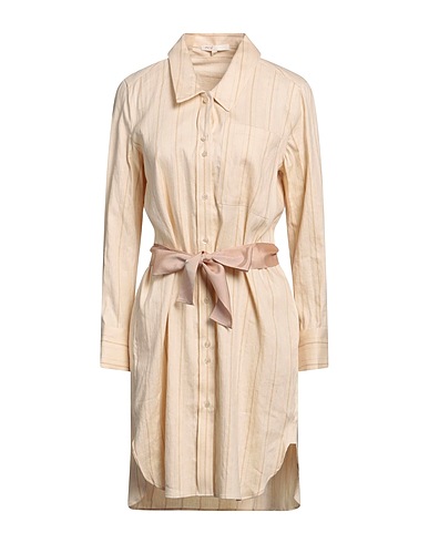 MAJE Midi dress Cream 66% Linen, 32% Cotton, 1% Elastane, 1% Polyamide