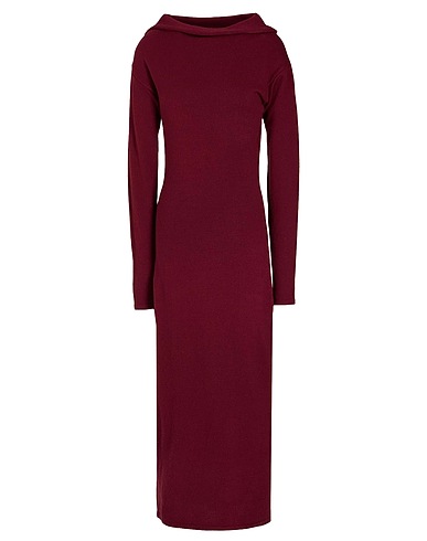 8 by YOOX Long dress Burgundy 45% Recycled polyamide, 30% Organic cotton, 25% Merino Wool