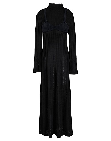 8 by YOOX Long dress Black 38% Viscose, 35% Recycled polyamide, 22% Merino Wool, 5% Alpaca wool