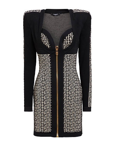 BALMAIN Sheath dress Black 50% Wool, 27% Viscose, 21% Polyester, 2% Elastane, Polyamide